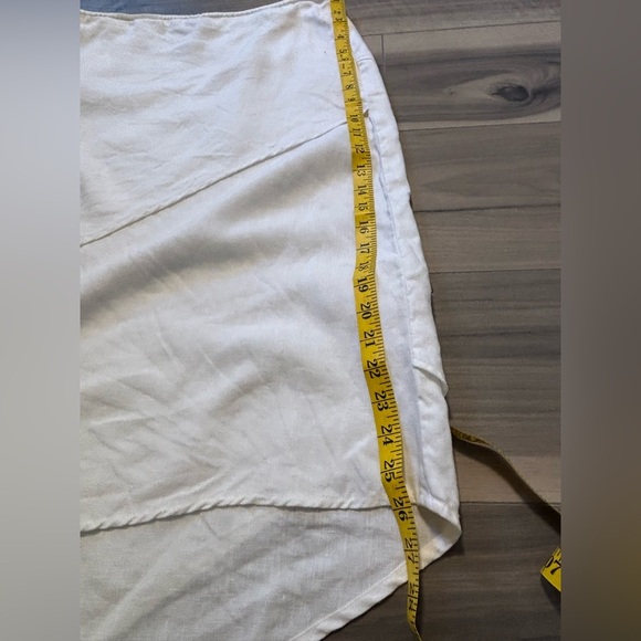 Alexandra Bartlett White Linen Asymmetrical Midi Skirt Size 14 - Picture 7 of 8